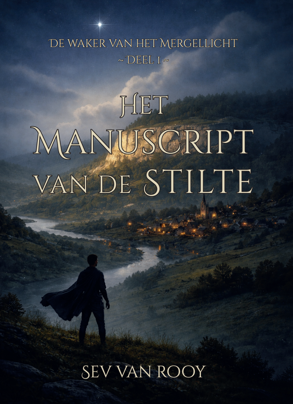 Concept cover van de proefleesversie van Het Manuscript van de Stilte