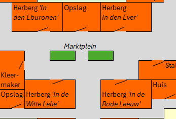 Schematische plattegrond van het dorp Bilsora uit de Waker van het Mergellicht