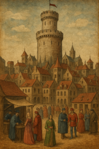 Middeleeuws schilderij van Tongerdael - hoofdstad van Lindburgia